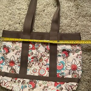 Lesportsac Zip Closure Floral Tote Bag - Brown and Multicolor